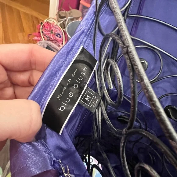 Blue Blush Purple Dress | Purple Mini Dress | Periwinkle Satin Strapless Dress - Picture 5 of 6